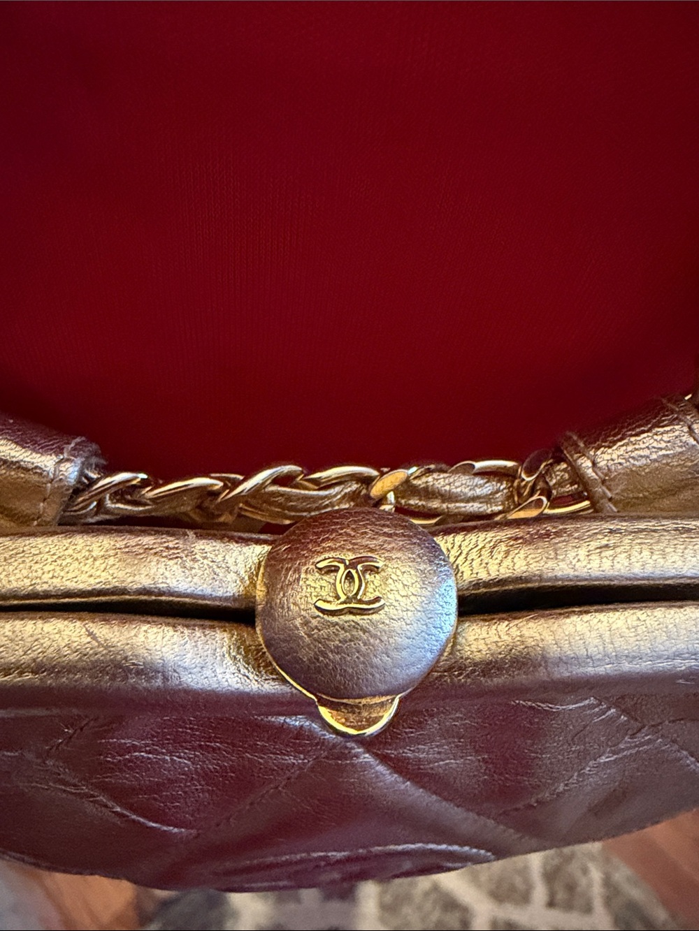 CHANEL 1985 Vintage Rare Gold Quilted Mini Waist Bag/ Crossbody with Tassel - Picture 4 of 9